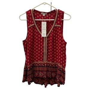PATRONS OF PEACE WOMENS BOHO TOP size small NWT